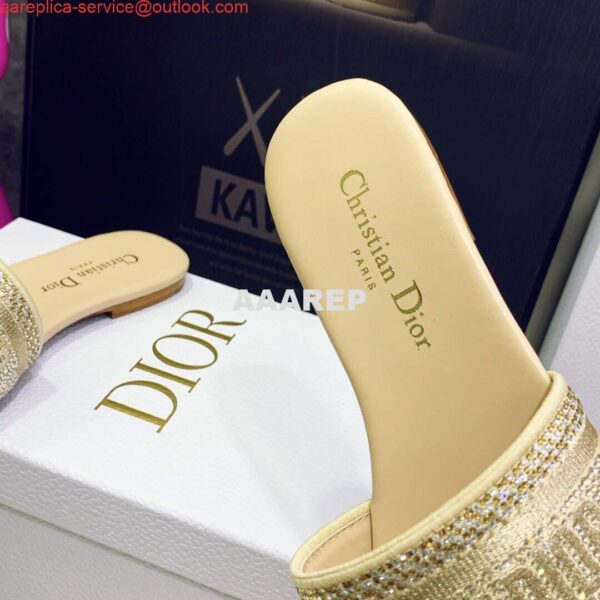 Replica Dior Women's Shoes Dway Slide Diamond Embroidered KCQ166ERC Yellow 8