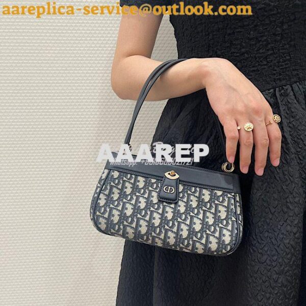 Replica Dior Small Key Bag Blue Oblique Jacquard M1844 3