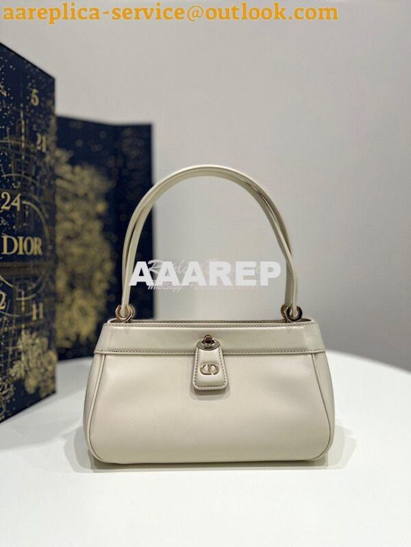 Replica Dior Small Key Bag Dusty Ivory Box Calfskin M1844