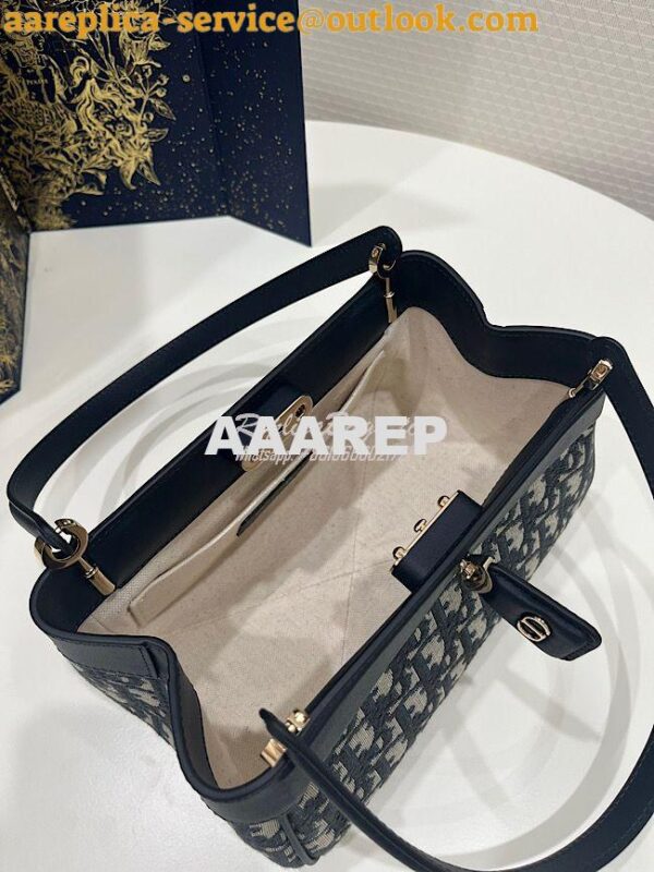 Replica Dior Small Key Bag Blue Oblique Jacquard M1844 8