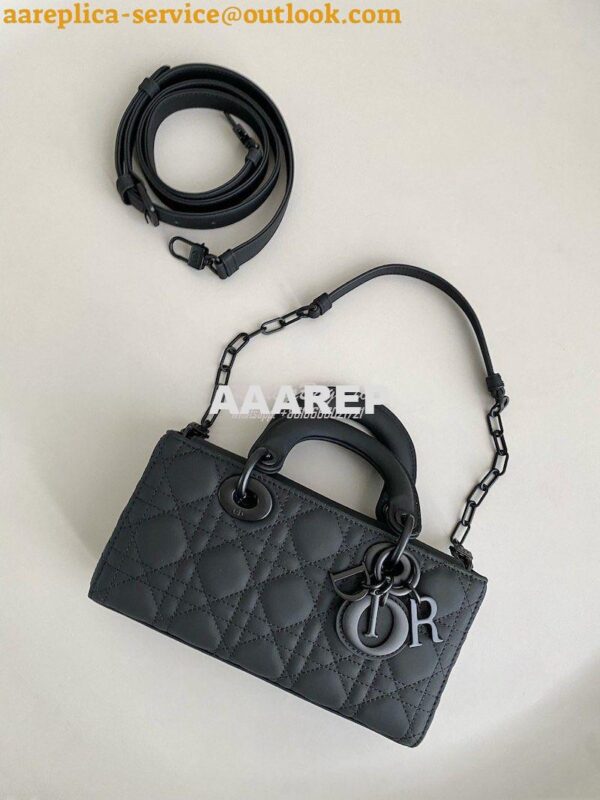 Replica Dior Small Lady D-Joy Bag Ultramatte Black Cannage Calfskin M0 2