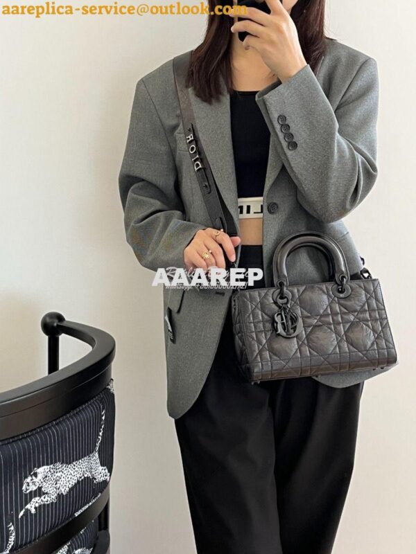 Replica Dior Small Lady D-Sire My ABCDior Bag Black Macrocannage Crink 10