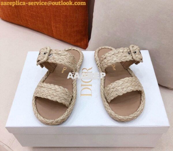 Replica Dior Ocean Slide Jute-Colored Braided Raffia KCQ515 4