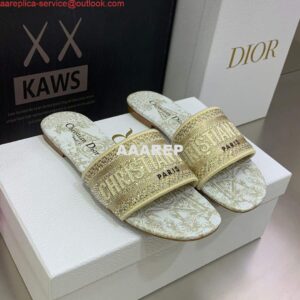 Replica Dior Women's Shoes Diamond Embroidered Dway Slide KCQ209TJE Gold 2