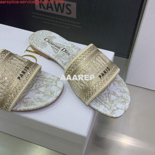 Replica Dior Women's Shoes Diamond Embroidered Dway Slide KCQ209TJE Gold 3