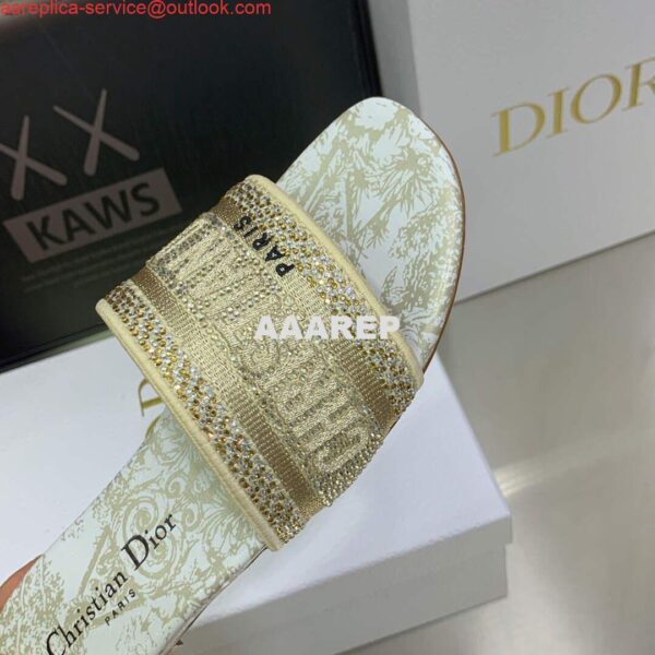 Replica Dior Women's Shoes Diamond Embroidered Dway Slide KCQ209TJE Gold 6