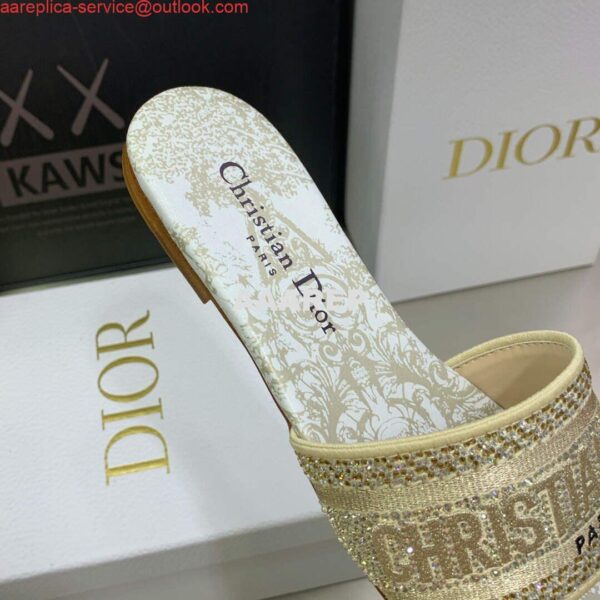 Replica Dior Women's Shoes Diamond Embroidered Dway Slide KCQ209TJE Gold 7