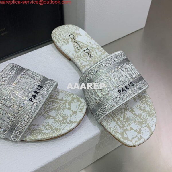 Replica Dior Women's Shoes Diamond Embroidered Dway Slide KCQ209TJE Gray 5