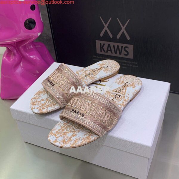 Replica Dior Women's Shoes Diamond Embroidered Dway Slide KCQ209TJE Light pink 3