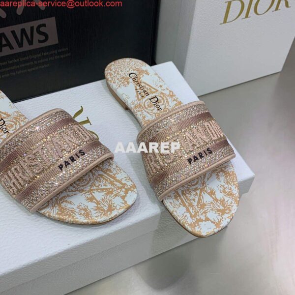 Replica Dior Women's Shoes Diamond Embroidered Dway Slide KCQ209TJE Light pink 5