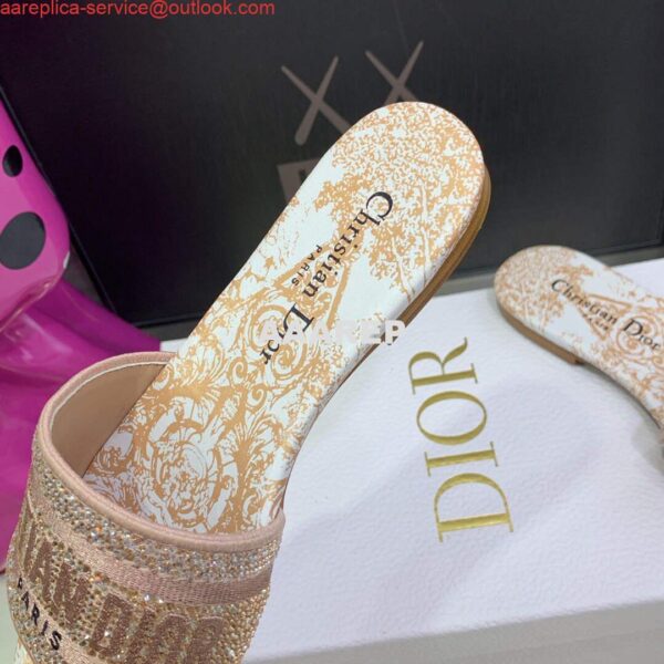 Replica Dior Women's Shoes Diamond Embroidered Dway Slide KCQ209TJE Light pink 8