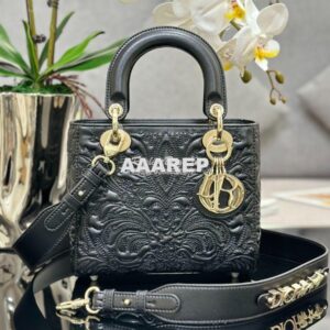 Replica Dior Small Lady Dior My ABCdior Bag Black Quilted-Effect Lambs