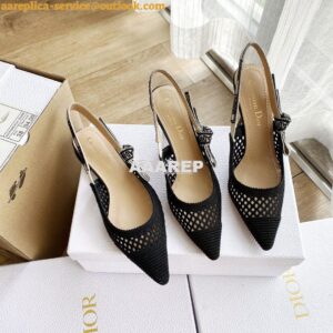 Replica Dior J'adior Slingback Pump Black Mesh Embroidery KCP882