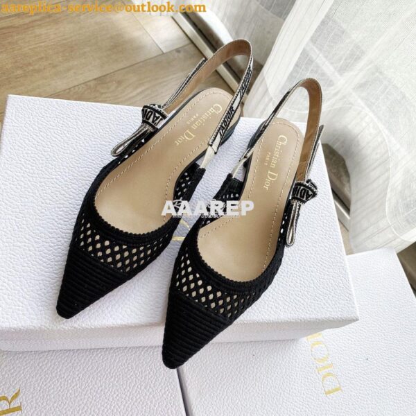 Replica Dior J'adior Slingback Pump Black Mesh Embroidery KCP882 5