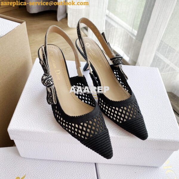 Replica Dior J'adior Slingback Pump Black Mesh Embroidery KCP882 9