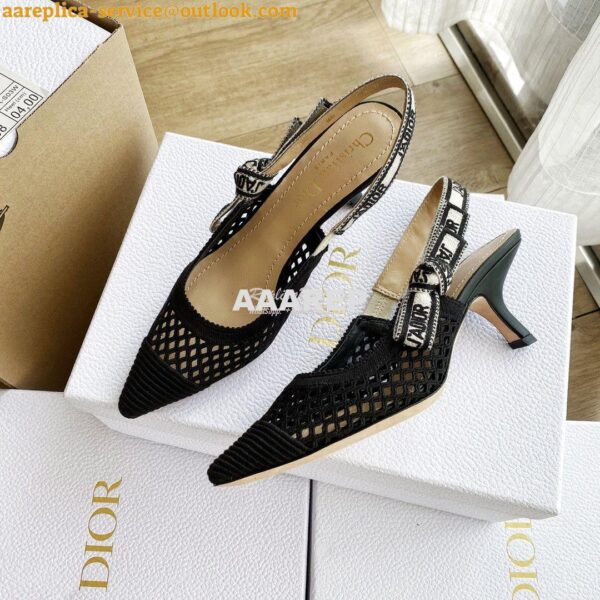 Replica Dior J'adior Slingback Pump Black Mesh Embroidery KCP882 11