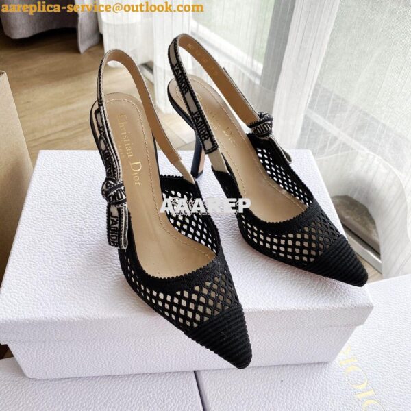 Replica Dior J'adior Slingback Pump Black Mesh Embroidery KCP882 13