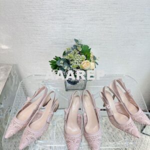 Replica Dior J'adior Slingback Pump Rose Des Vents Macramé Embroidered