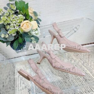 Replica Dior J'adior Slingback Pump Rose Des Vents Macramé Embroidered 2