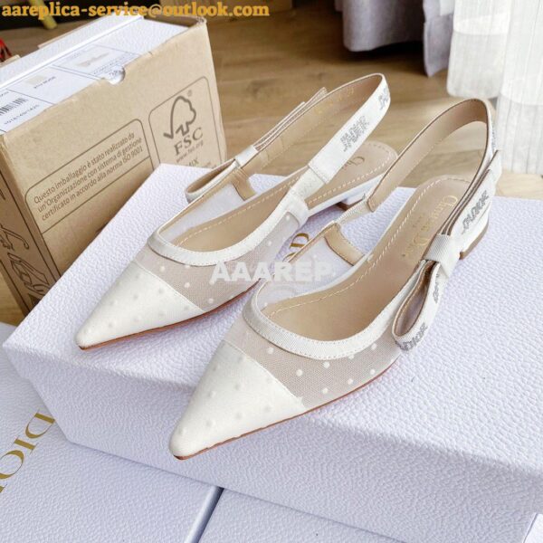 Replica Dior J'adior Slingback White Plumetis Pump KCB567 4