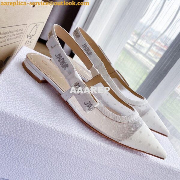 Replica Dior J'adior Slingback White Plumetis Pump KCB567 5