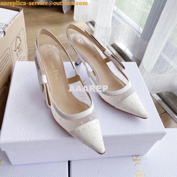 Replica Dior J'adior Slingback White Plumetis Pump KCB567 9