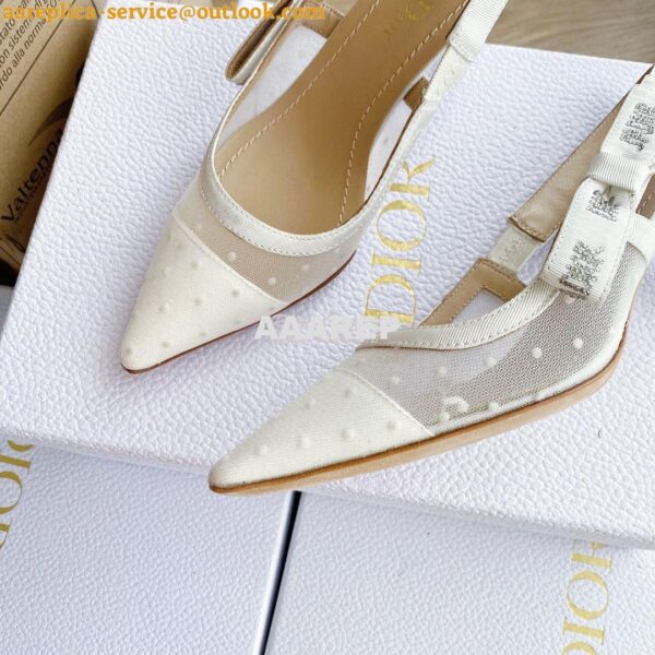 Replica Dior J'adior Slingback White Plumetis Pump KCB567 10