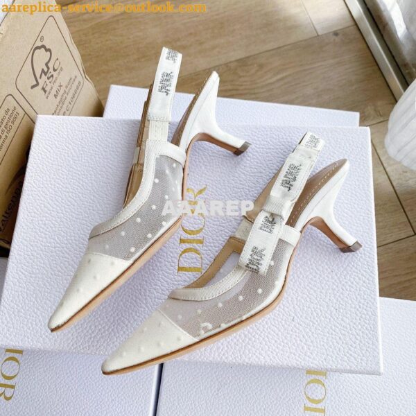 Replica Dior J'adior Slingback White Plumetis Pump KCB567 11