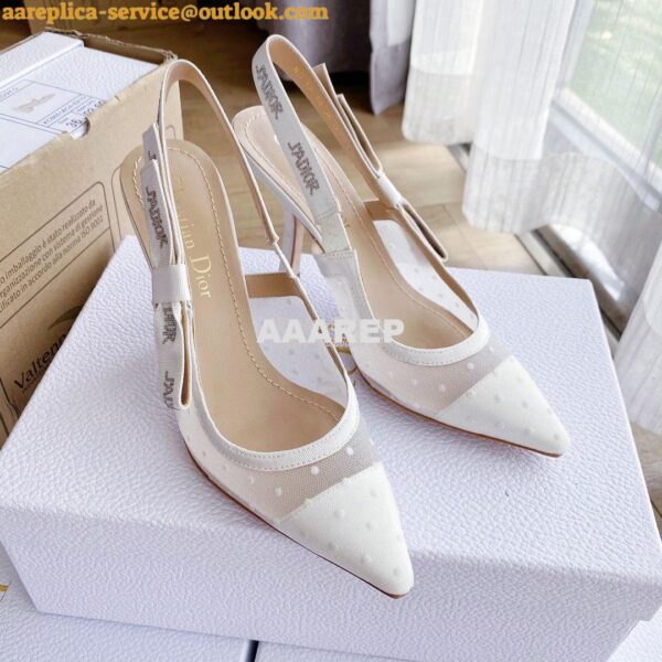 Replica Dior J'adior Slingback White Plumetis Pump KCB567 14