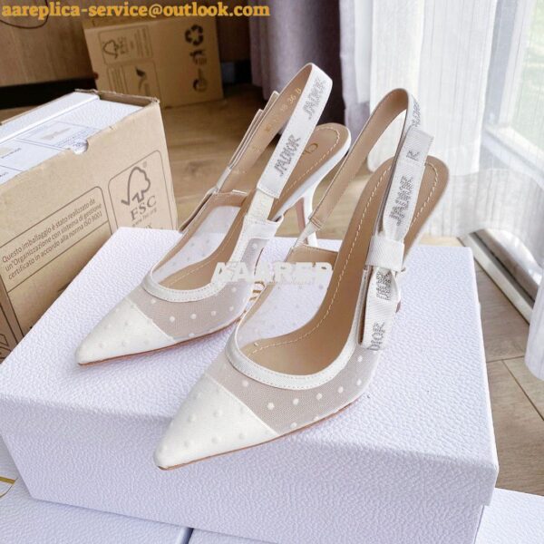 Replica Dior J'adior Slingback White Plumetis Pump KCB567 13