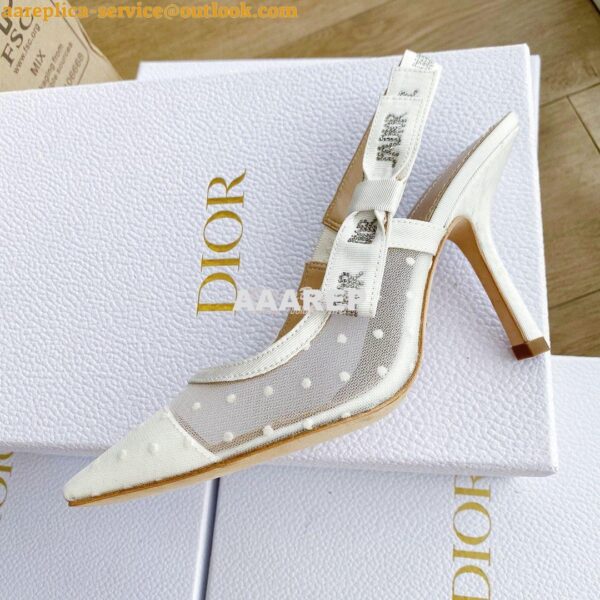 Replica Dior J'adior Slingback White Plumetis Pump KCB567 16