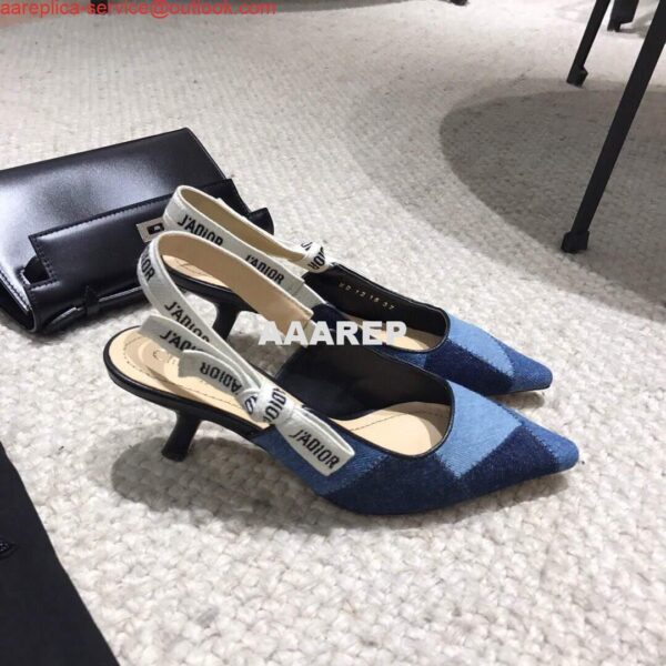 Replica Dior KCP867 J'ADIOR Slingback Pump Blue Metallic Fabric 11