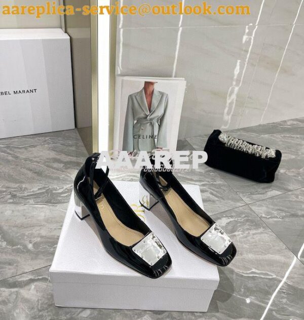 Replica Dior La Parisienne Pump Black Patent Calfskin KCP939P 5