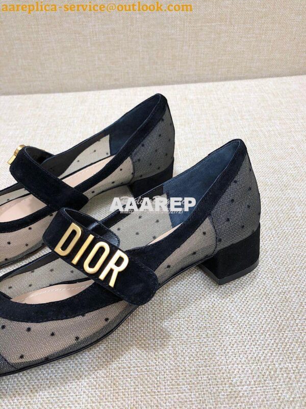 Replica Dior Mary Jane Ballet Pump in Black and Nude Plumetis KCB651 7