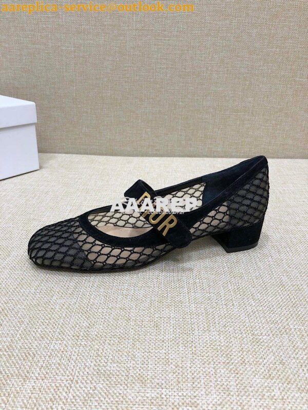 Replica Dior Mary Jane Ballet Pump in Black Mesh KCB651 4