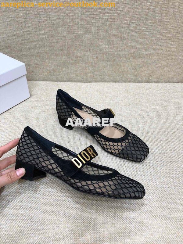 Replica Dior Mary Jane Ballet Pump in Black Mesh KCB651 5