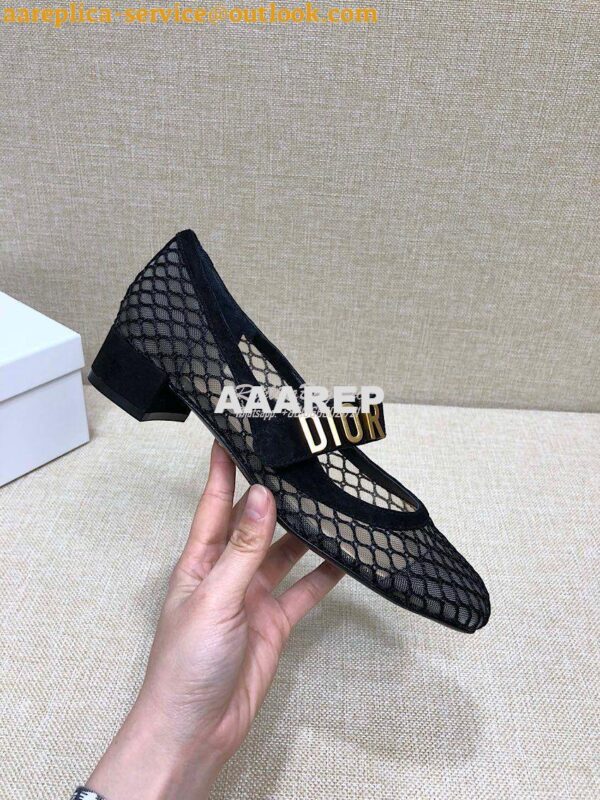 Replica Dior Mary Jane Ballet Pump in Black Mesh KCB651 7