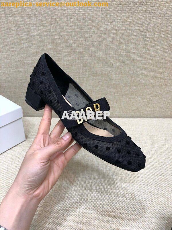 Replica Dior Mary Jane Ballet Pump in Black Plumetis KCB651 6