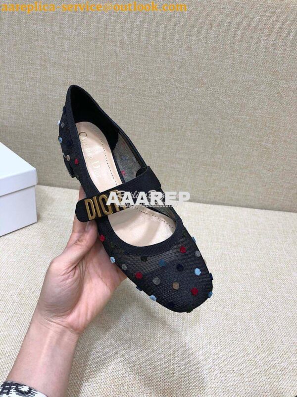 Replica Dior Mary Jane Ballet Pump in Black w MC Plumetis KCB651 5