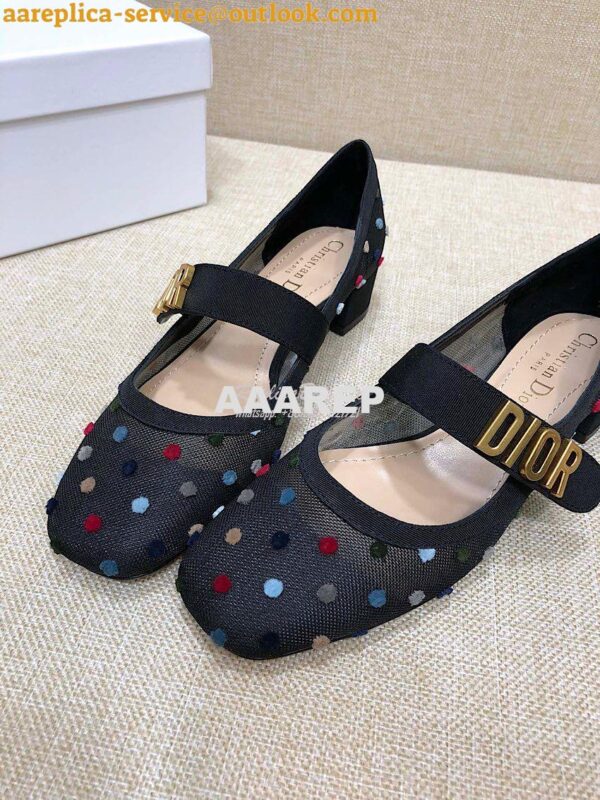 Replica Dior Mary Jane Ballet Pump in Black w MC Plumetis KCB651 8