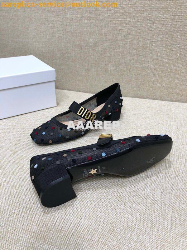 Replica Dior Mary Jane Ballet Pump in Black w MC Plumetis KCB651 10