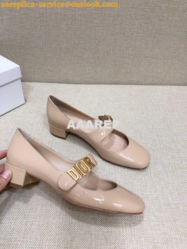 Replica Dior Mary Jane Ballet Pump Patent Calfskin KCB651 Beige 6