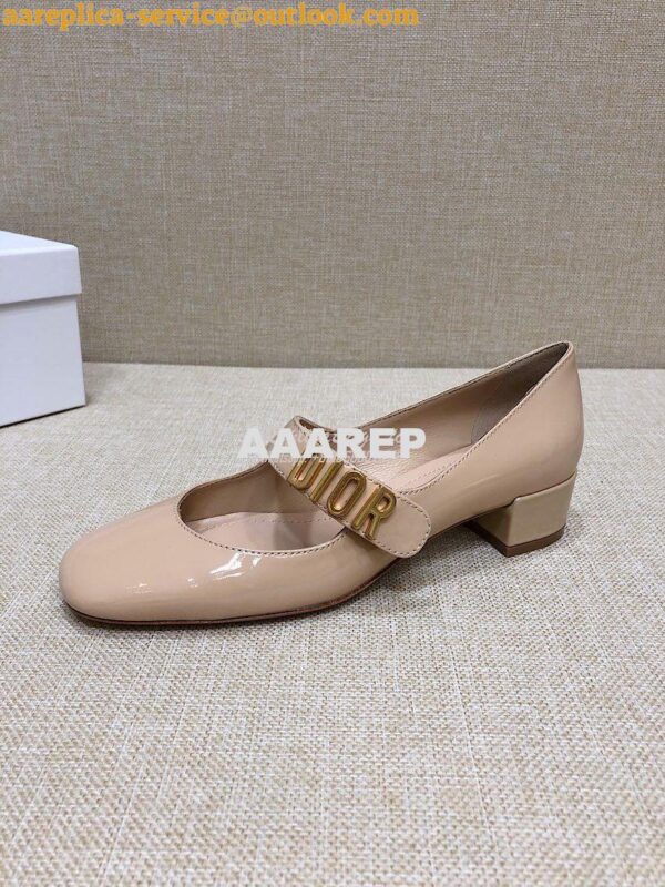 Replica Dior Mary Jane Ballet Pump Patent Calfskin KCB651 Beige 7