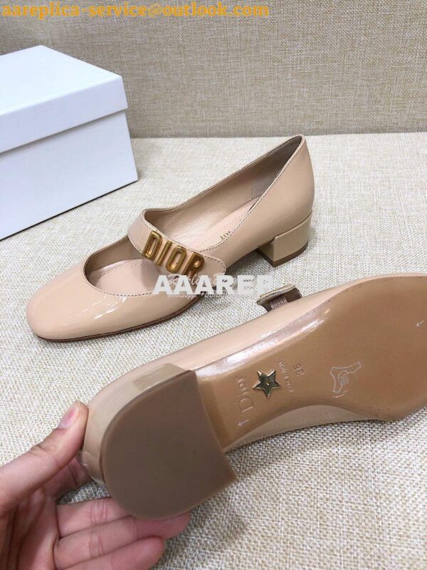 Replica Dior Mary Jane Ballet Pump Patent Calfskin KCB651 Beige 10