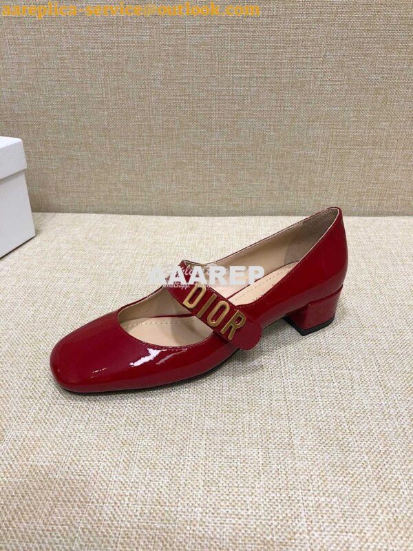 Replica Dior Mary Jane Ballet Pump Patent Calfskin KCB651 Red 4