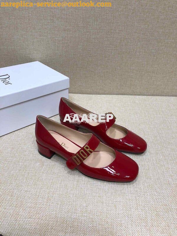 Replica Dior Mary Jane Ballet Pump Patent Calfskin KCB651 Red 5