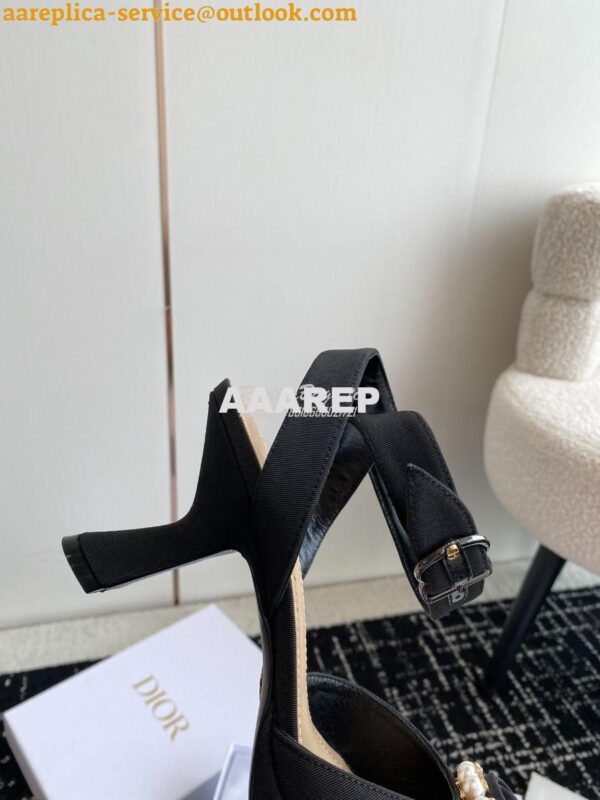 Replica Dior Rose Pump Black Grosgrain and White Resin Pearls Heel 7.5 9