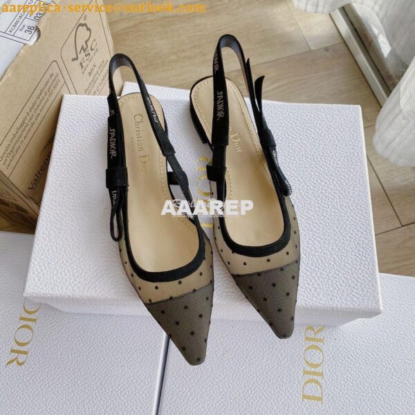 Replica Dior J'adior Slingback Black Plumetis Pump KCB567 4