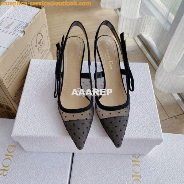 Replica Dior J'adior Slingback Black Plumetis Pump KCB567 9