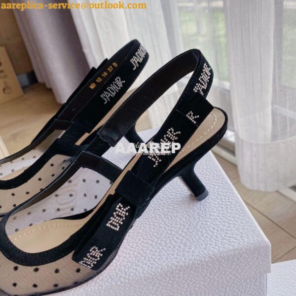 Replica Dior J'adior Slingback Black Plumetis Pump KCB567 11